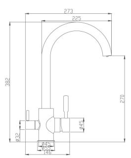 Смеситель для кухни Haiba HB76840 с подключением фильтра питьевой воды хром